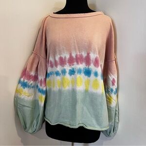By together tie dye ballon sleeve sweatshirt Top